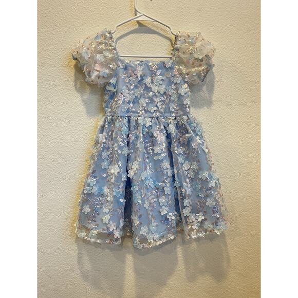 Rare Editions Girls Dress Size 6 Light Blue Sparkle Sequins Party Holiday - Picture 4 of 10